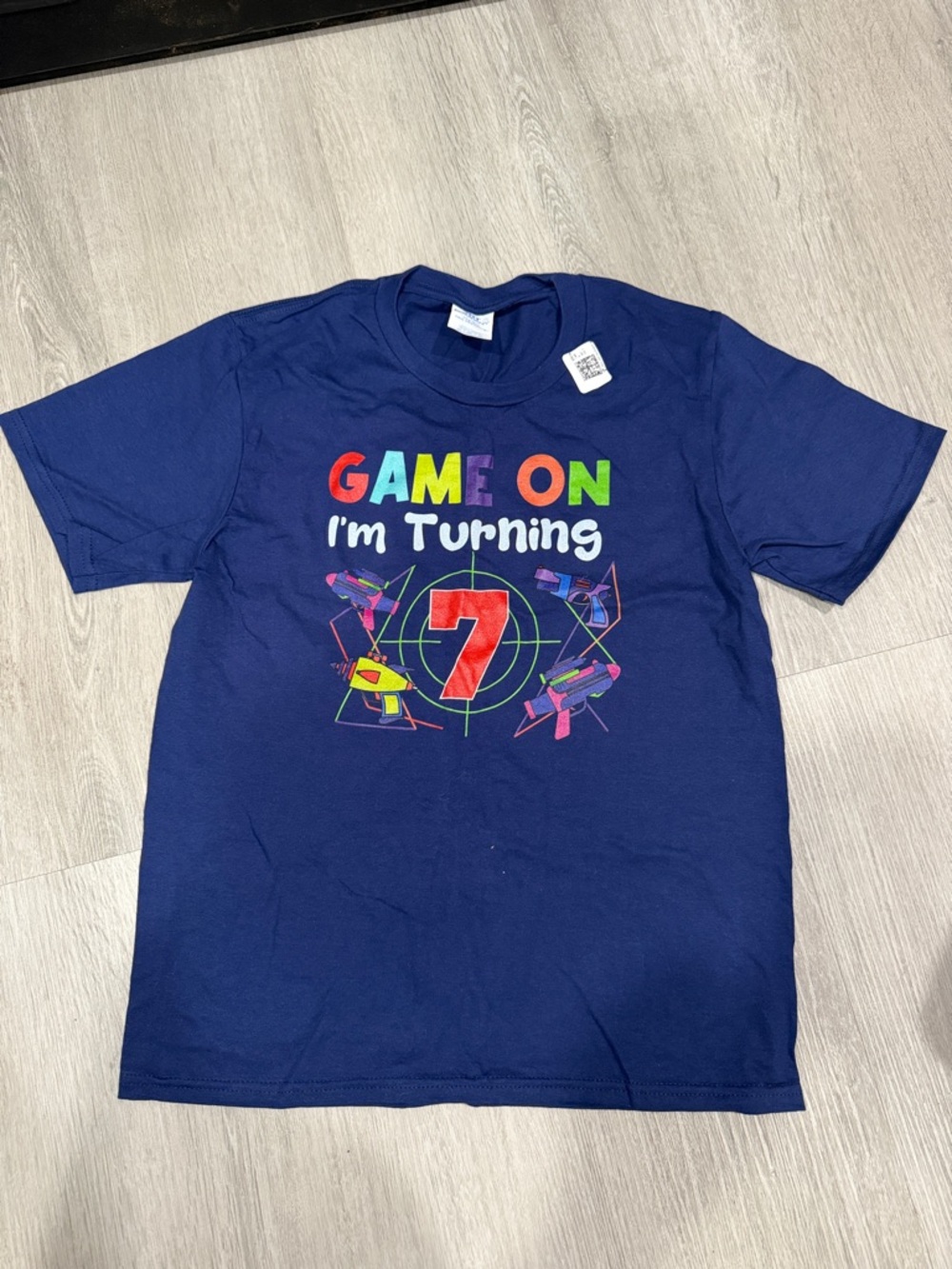 Kids Navy 'Game On I'm Turning 7' Graphic Tee